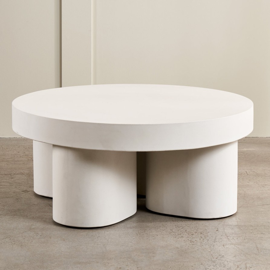 Trit House Slab Round Coffee Table Ivory Concrete Clearance