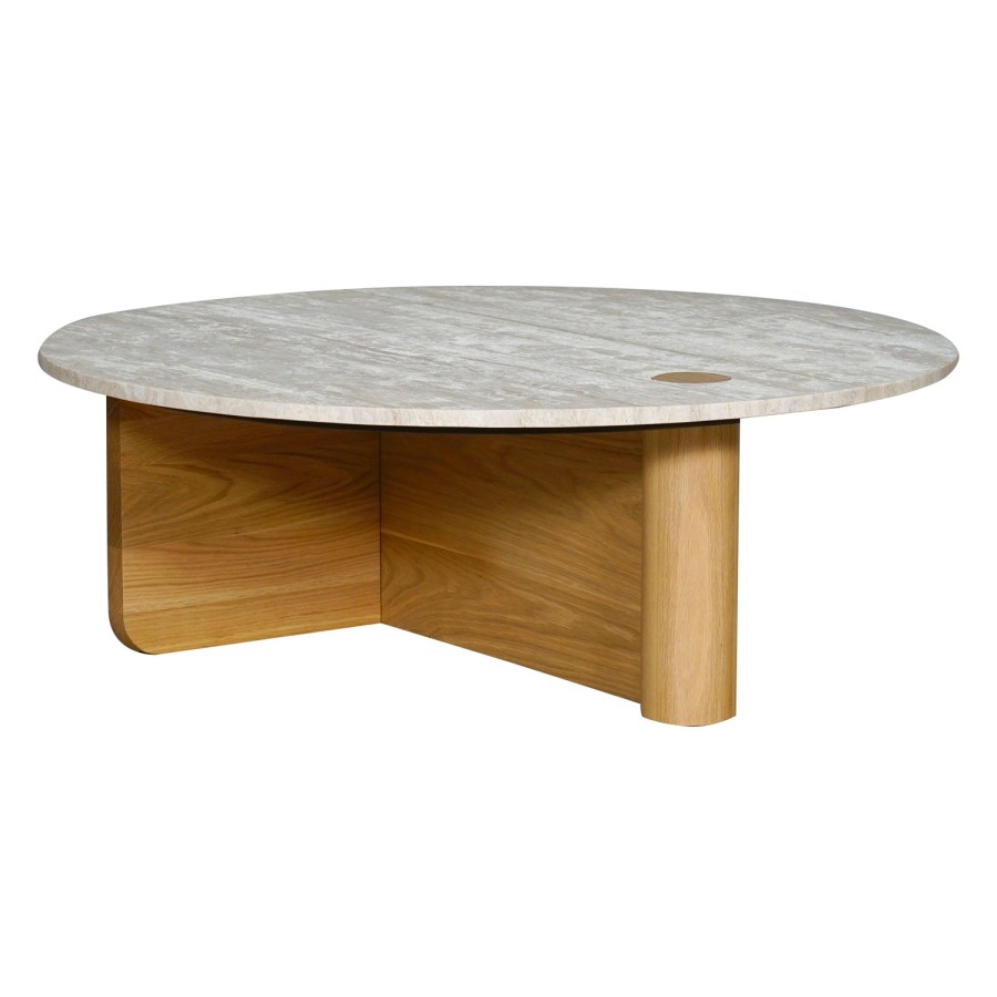 Natadora Pivot Round Travertine Coffee Table Clearance