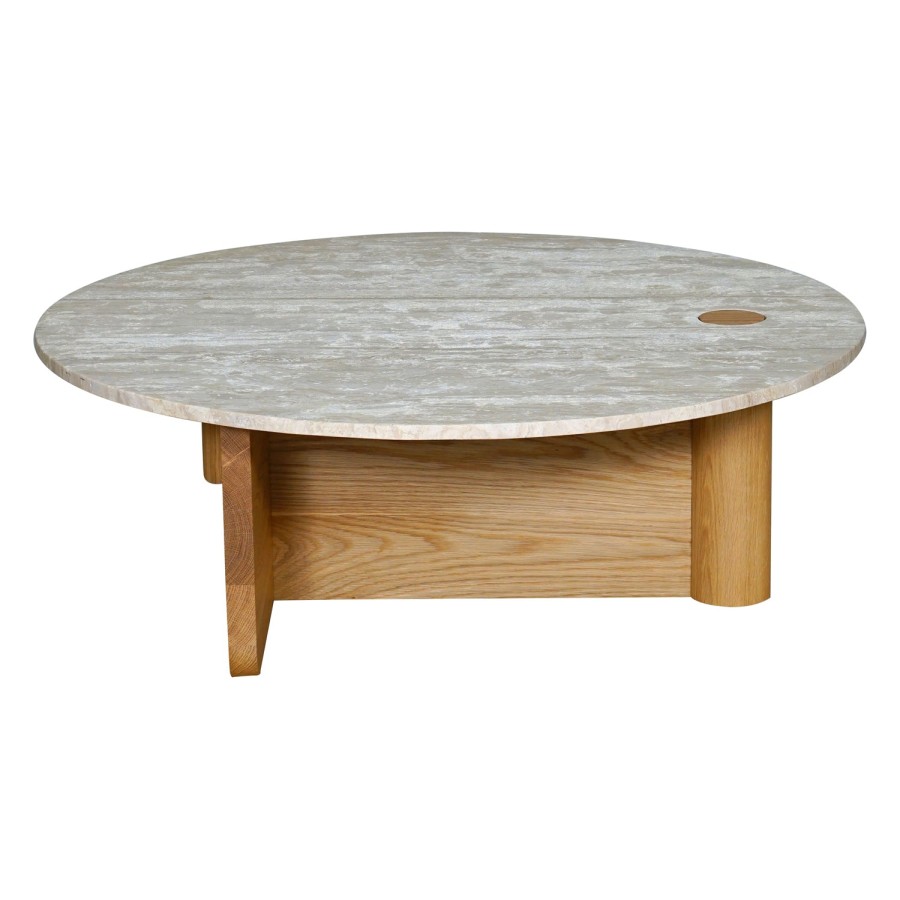 Natadora Pivot Round Travertine Coffee Table Clearance