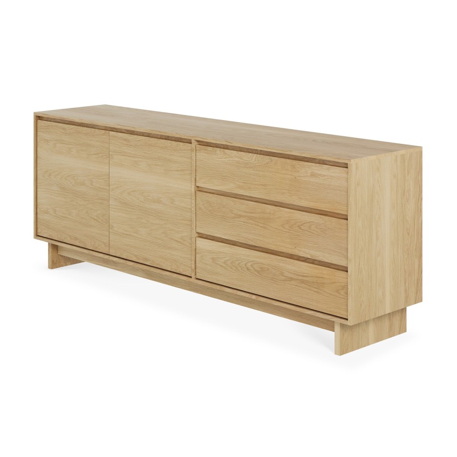 Ethnicraft Ethnicraft Oak Wave 2 Doors 3 Drawers Sideboard Natural Oak New