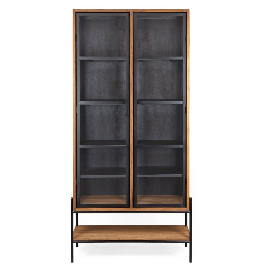 dBodhi Dbodhi Outline Cabinet - 2 Glass Doors/1 Open Rack Teak Online