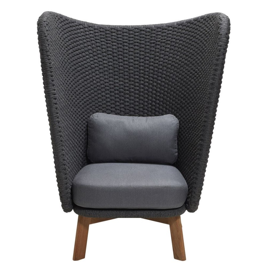 Caneline Peacock Wing Highback Chair Dark Grey Clearance