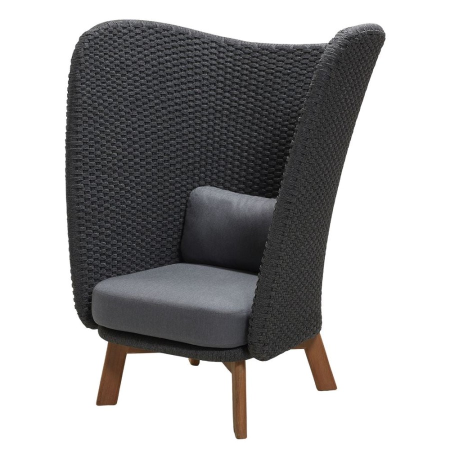 Caneline Peacock Wing Highback Chair Dark Grey Clearance