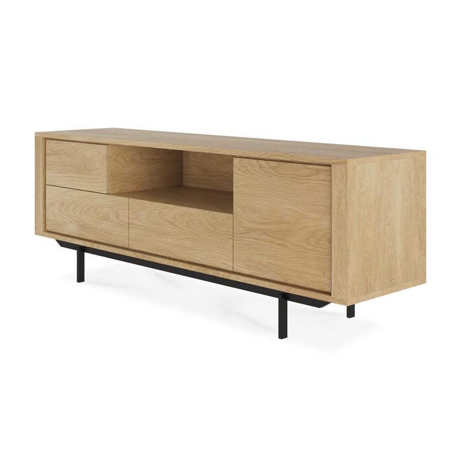 Ethnicraft Ethnicraft Oak Shadow Entertainment Unit - 1 Door/1 Flip Door/ 2 Drawers Natural Oak Wholesale