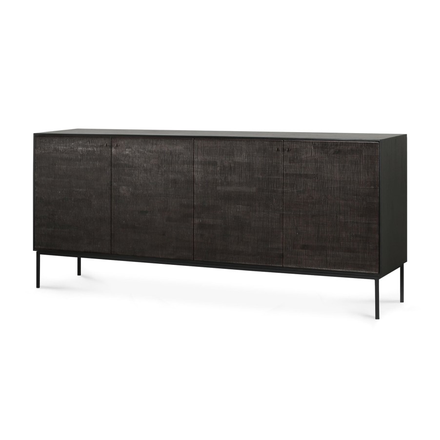 Ethnicraft Ethnicraft Teak Grooves Sideboard - 4 Doors Black Online