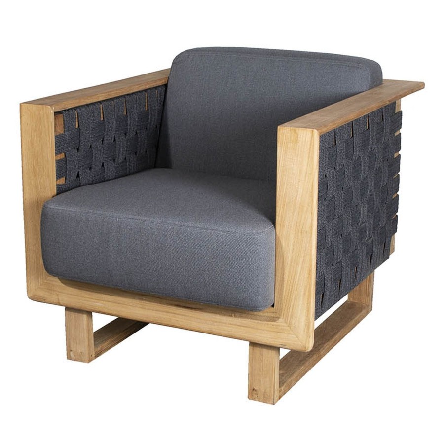 Caneline Angle Lounge Chair Grey/Teak Best