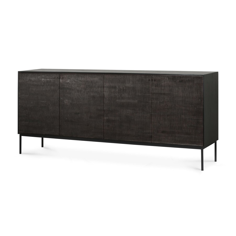 Ethnicraft Ethnicraft Teak Grooves Sideboard - 4 Doors Black New