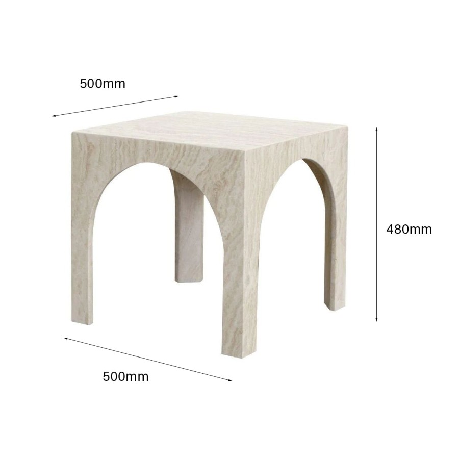 Trit House Arch Side Table Travertine New