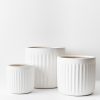 Trit House Pleat Round Pot - Set Of 3 White Hot