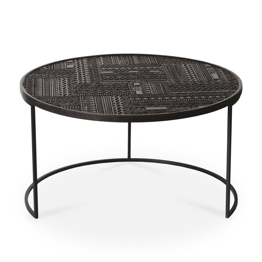 Ethnicraft Ancestors Tabwa Round Nesting Coffee Table - Set Of 3 Black Hot