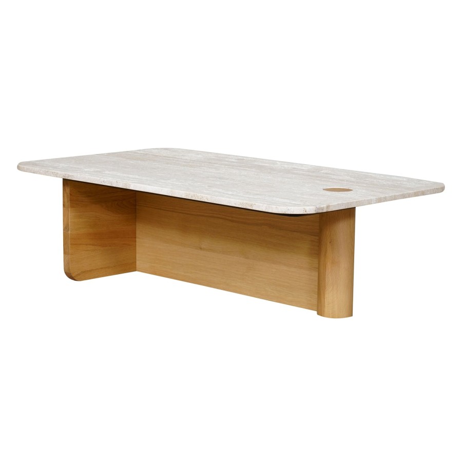 Natadora Pivot Rectangular Travertine Coffee Table Hot