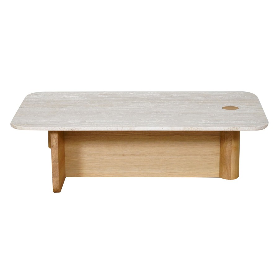 Natadora Pivot Rectangular Travertine Coffee Table Hot