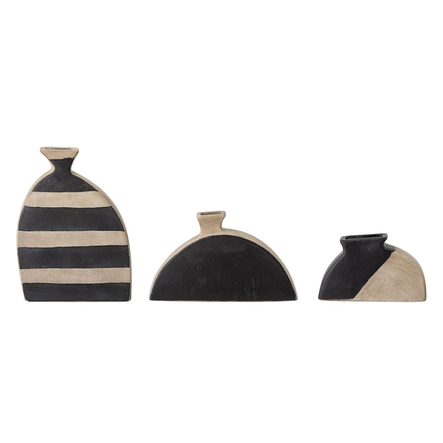 Bloomingville Nezha Terracotta Deco Vase Set Of 3 Black Hot