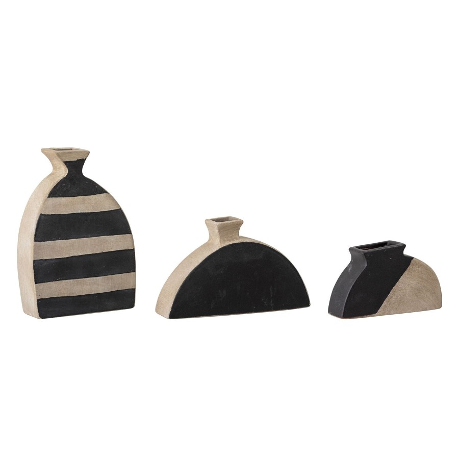 Bloomingville Nezha Terracotta Deco Vase Set Of 3 Black Hot