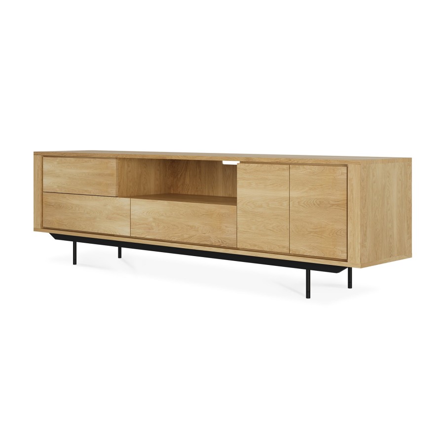 Ethnicraft Ethnicraft Oak Shadow Entertainment Unit - 2 Doors/1 Flip Door/ 2 Drawers Natural Oak Best