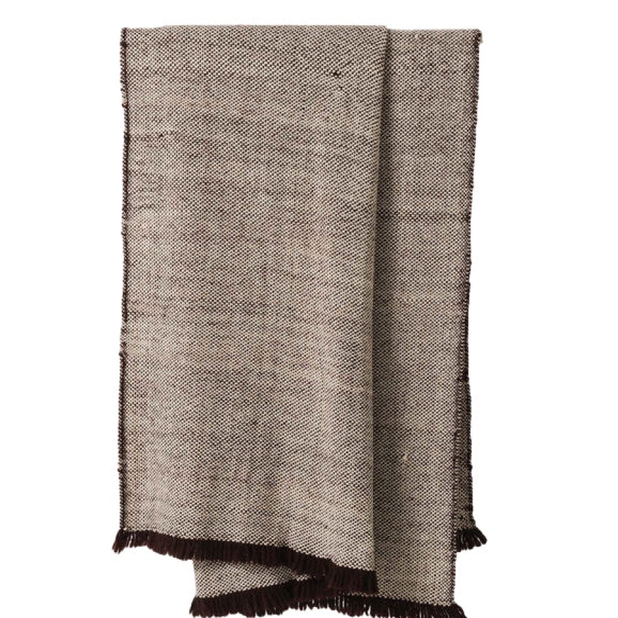 Trit House Hutt Wool Throw Mulberry Natural New