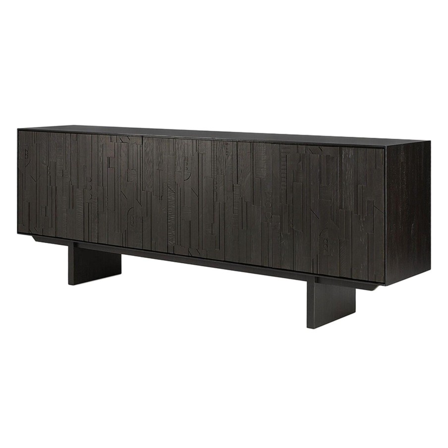 Ethnicraft Ethnicraft Teak Mosaic 4 Door Sideboard Black Clearance