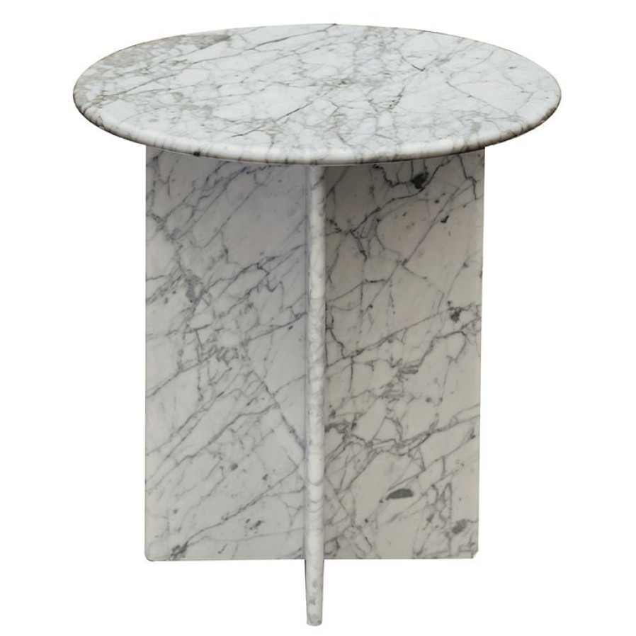 Trit House Lindy Round Side Table White Marble Clearance