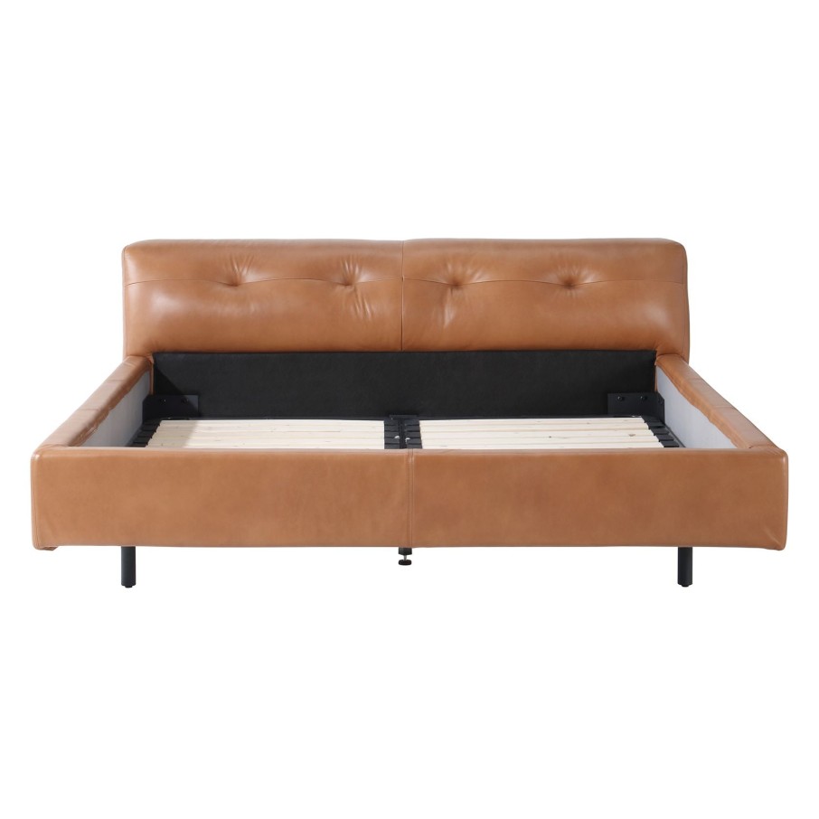 United Strangers Milan King Bed Brown Leather New