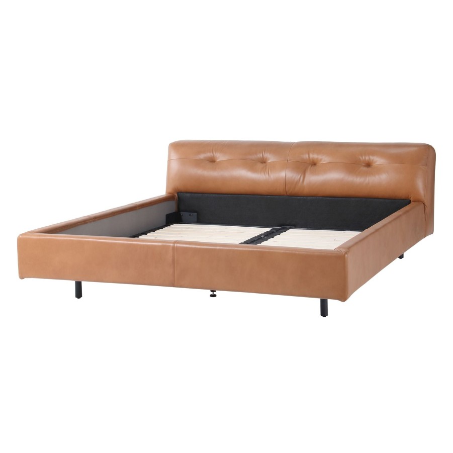 United Strangers Milan King Bed Brown Leather New