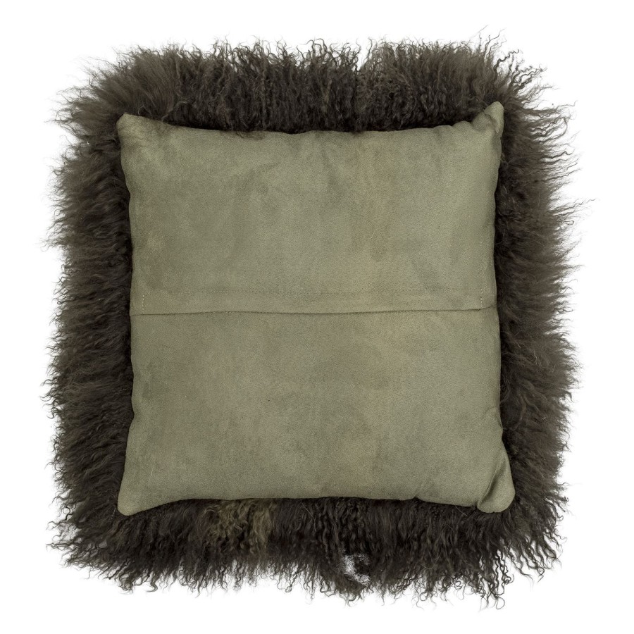 Bloomingville Pansy Lambskin Tibetian Cushion Green Best