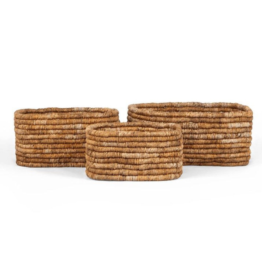 dBodhi Dbodhi Caterpillar Ambang Rectangular Basket Two Tone - Set Of 3 Lurik Hot